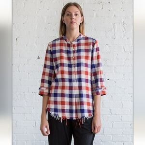 Raquel Allegra Plaid Henley Japanese Plaid